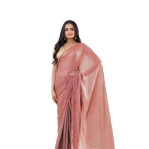 Lustrous Tissue Silk Ready To Wear Saree With Foil Printed Digital Blouse