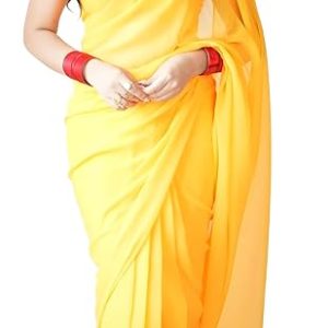 StyleScope Women's Plain Georgette Ready To Wear One Minute Saree With Unstitched Blouse Piece (Kalki)